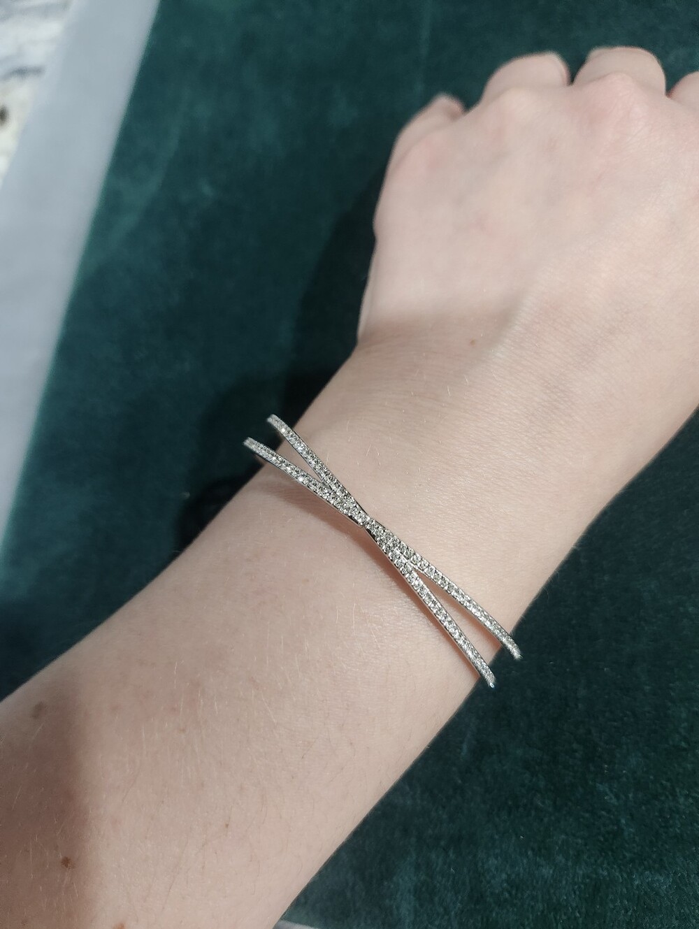 Swarovski Hyperbola Hinged Cuff Bracelet crisscross design adorned pavé crystals